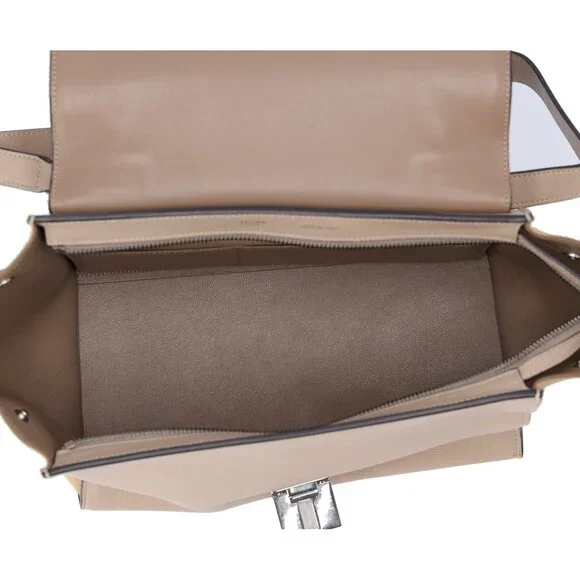 Celine Trapeze Convertible Satchel Crossbody Suede Leather Beige Silver Italy - Picture 11 of 13